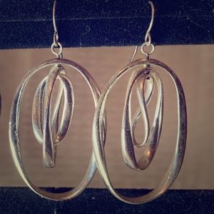 Silver Colored Abstract Dangling Costume Earrings